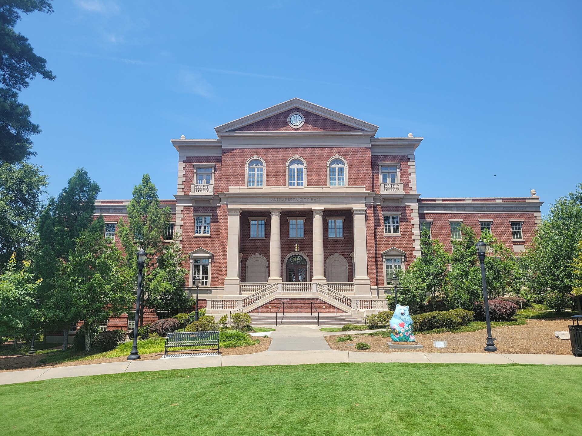 Alpharetta City Hall overlooking its landscaped lawn